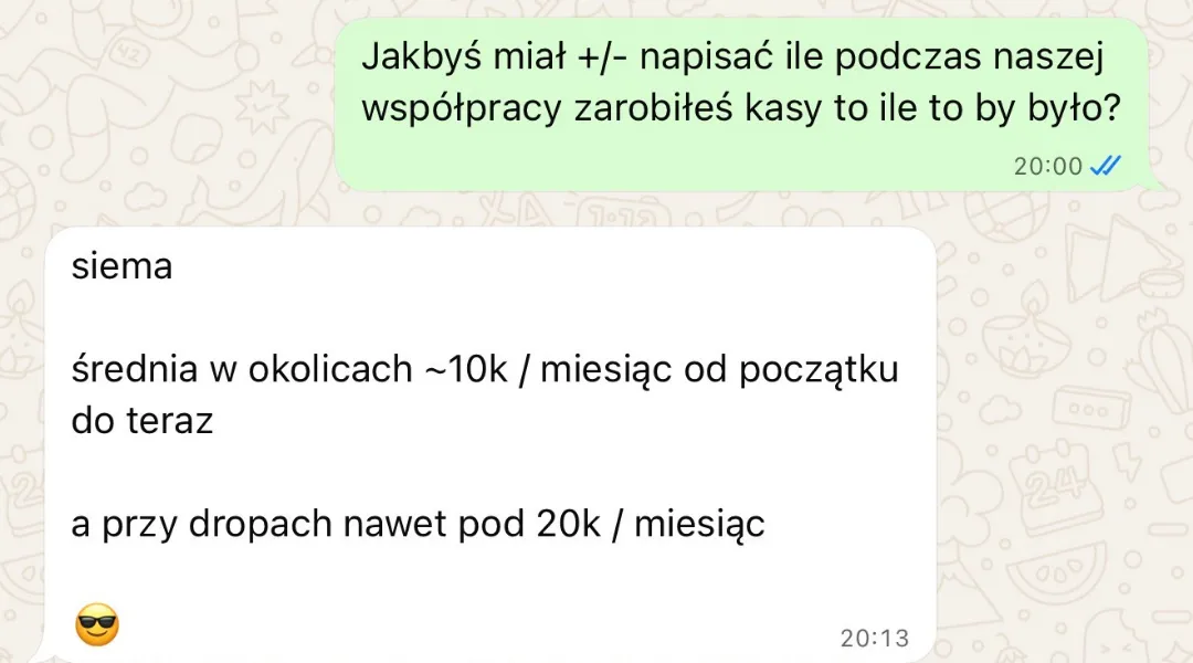 Wiadomość potwierdzająca nowe zapisy na treningi personalne z kampanii